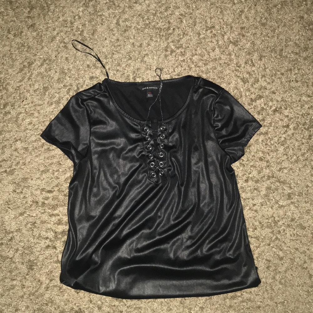 black T-shirt with lines in middle